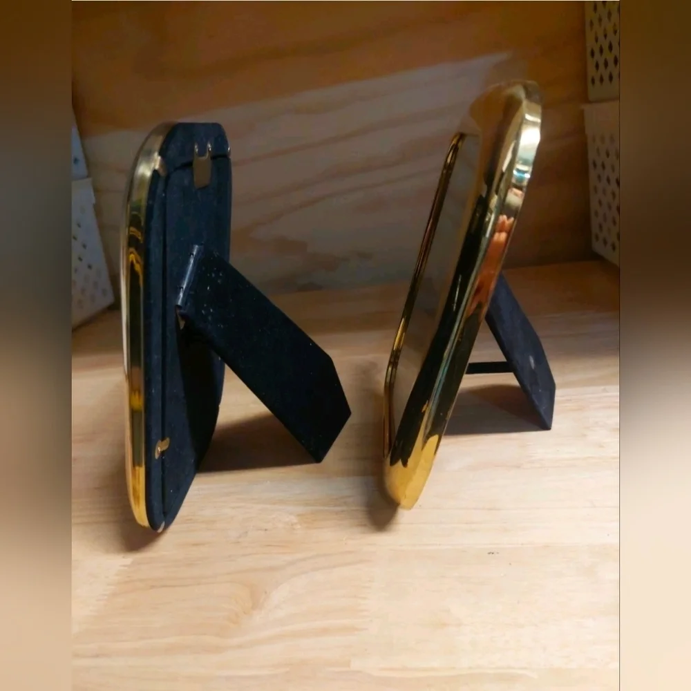Set Of 2 Solid Brass Vintage Picture Frames. 5x7 Regency